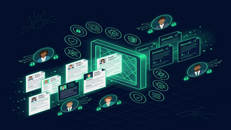 HR resume documents flowing through a PII anonymization filter before AI screening — How to Anonymize Resumes for AI Screening