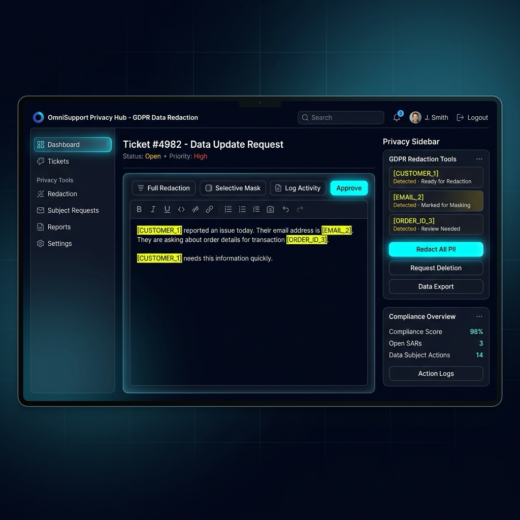 Sanitize Support Tickets Before AI Summarization. Dashboard