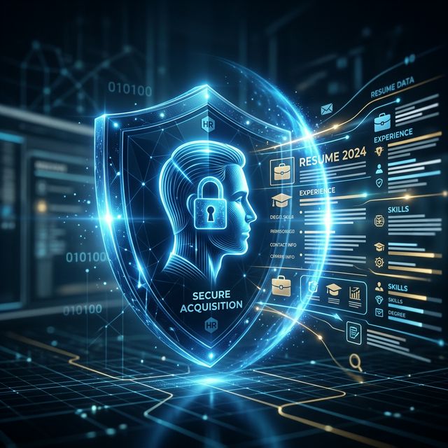 A sleek cinematic HR data compliance illustration.